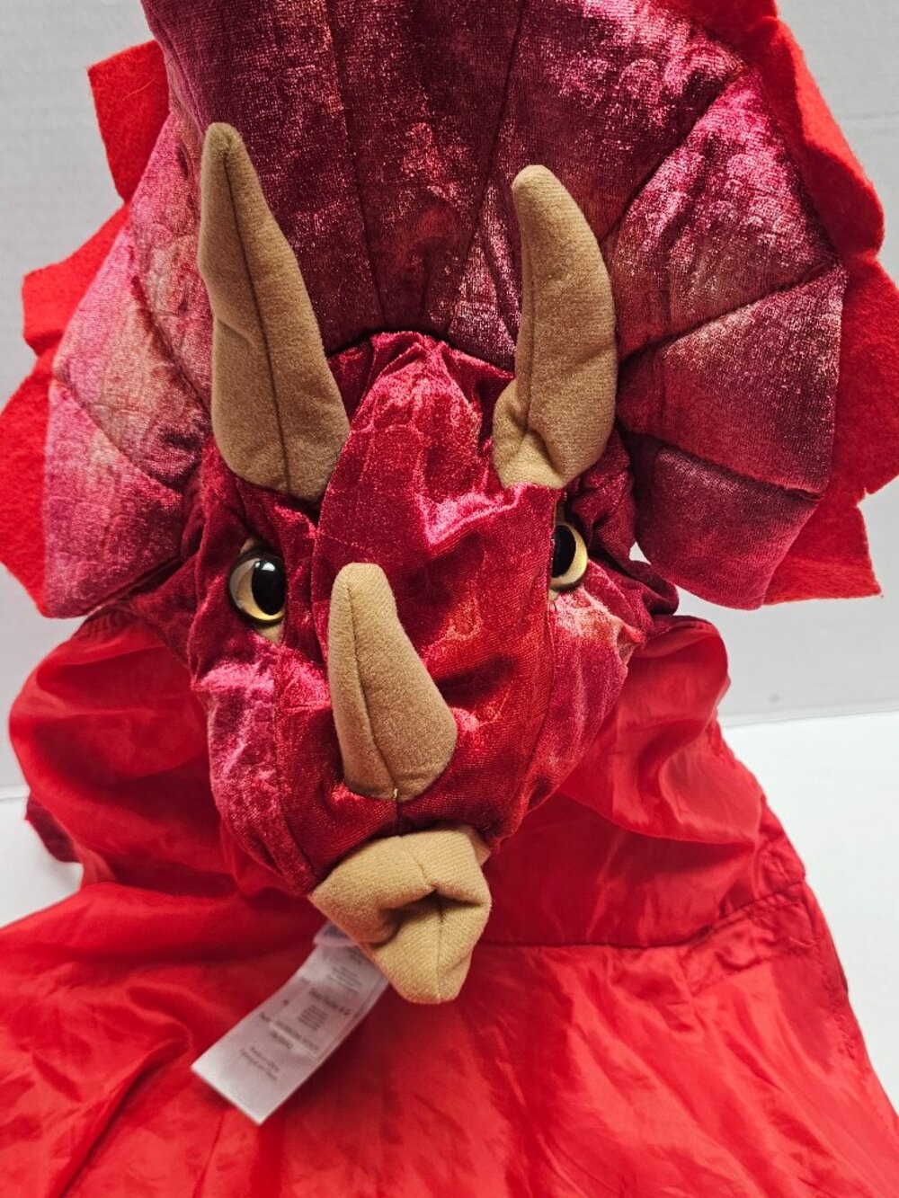 Kid Child Toddler Costume 3D Hooded Red Triceratops Dinosaur Cape Jurassic Park